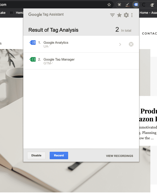 chrome extension tag assistant
